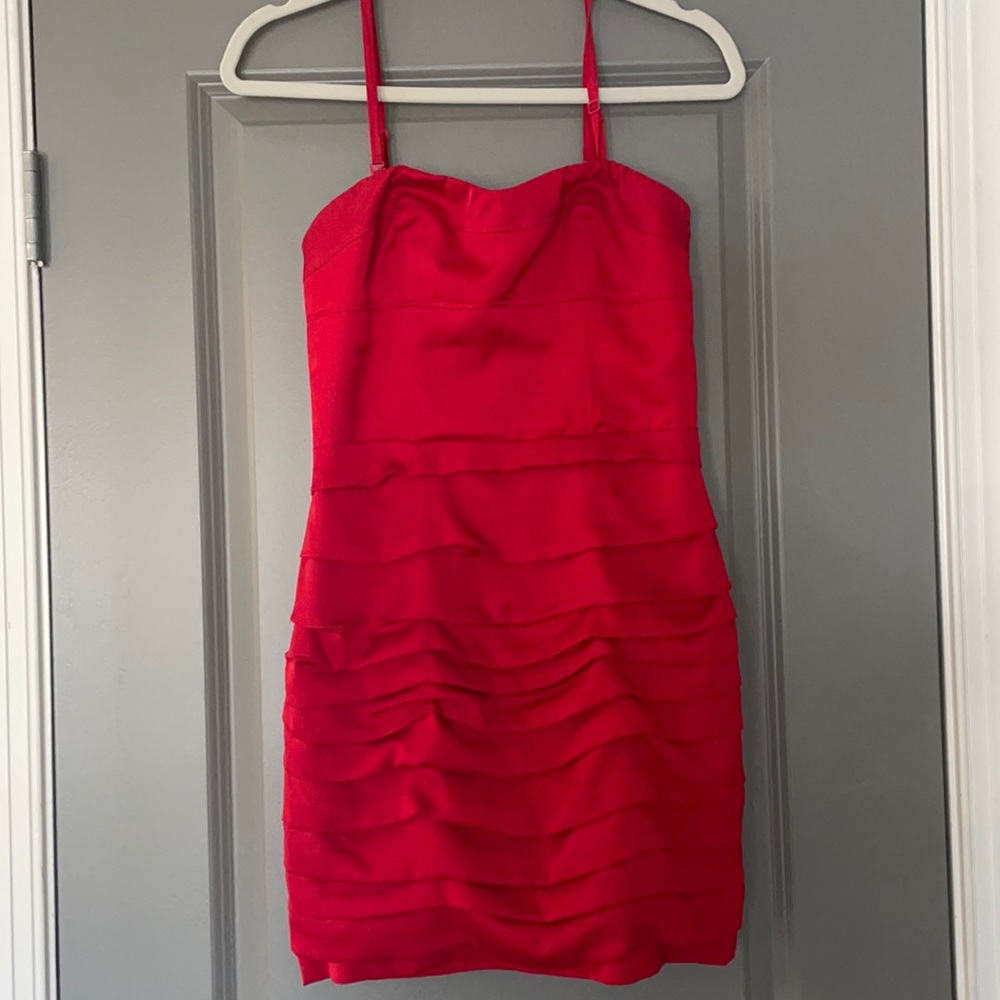Red silk mini dress with Spaghetti straps size 4 by Express